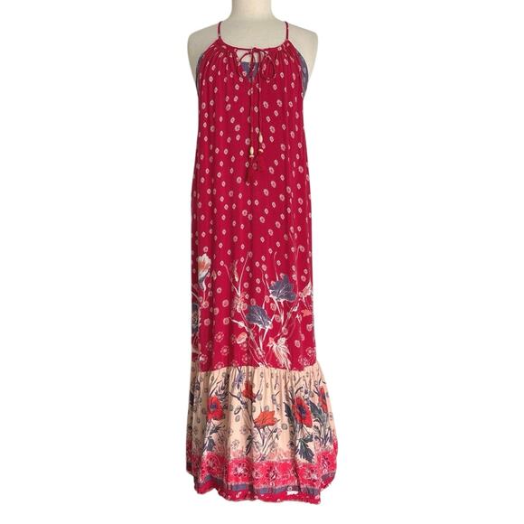 Maeve Anthropologie Kira Printed Maxi Dress Red Purple Size Small - Picture 7 of 11